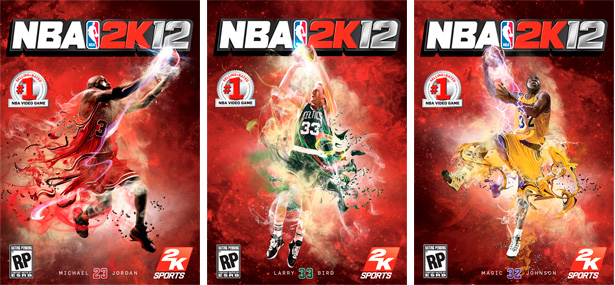 jordan  bird y magic en las portadas de nba 2k12