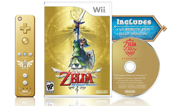 el pack especial de zelda skyward sword viene con un wiimote dorado