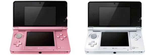 Las versiones rosa y blanca de Nintendo 3DS, en noviembre