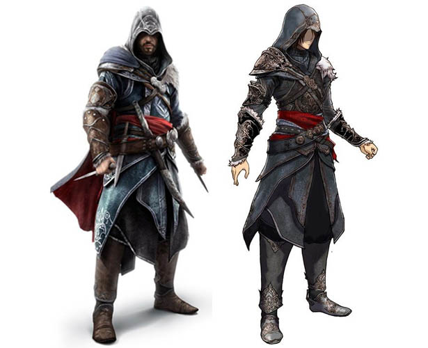 Uno de los muñecos de Final Fantasy XIII-2 lleva un disfraz de Ezio noel protagonista final fantasy disfraz ezio assasins creed