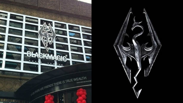 El logo de esta discoteca malaya es el de Skyrim