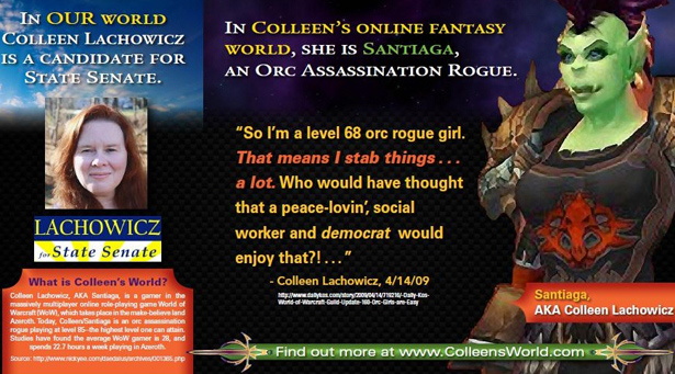 Colleen Lachowicz, la candidata al senado que se divierte apuñalando en WoW