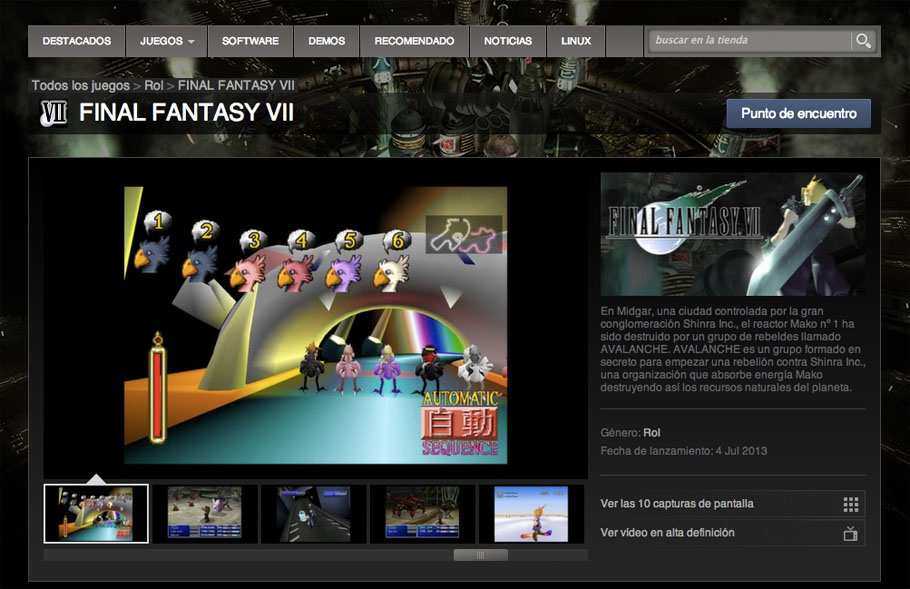 Final Fantasy VII ya está en Steam Final Fantasy VII ya está en Steam