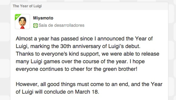 El año de Luigi termina en marzo