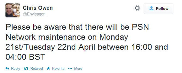 La PSN europea, cerrada por mantenimiento el lunes de Pascua