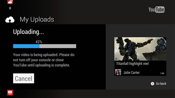 Xbox One incorpora hoy la subida de vídeos a YouTube