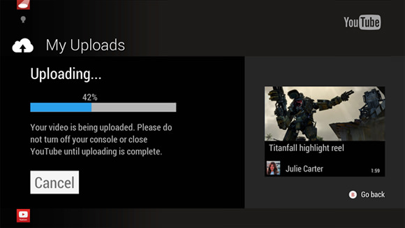 Xbox One incorpora hoy la subida de vídeos a YouTube Xbox One incorpora hoy la subida de vídeos a YouTube