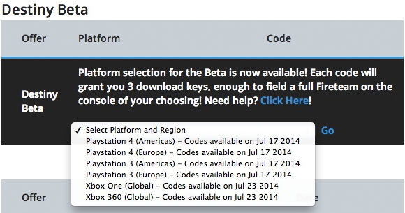 Los códigos para la beta de Destiny dan acceso a tres descargas
