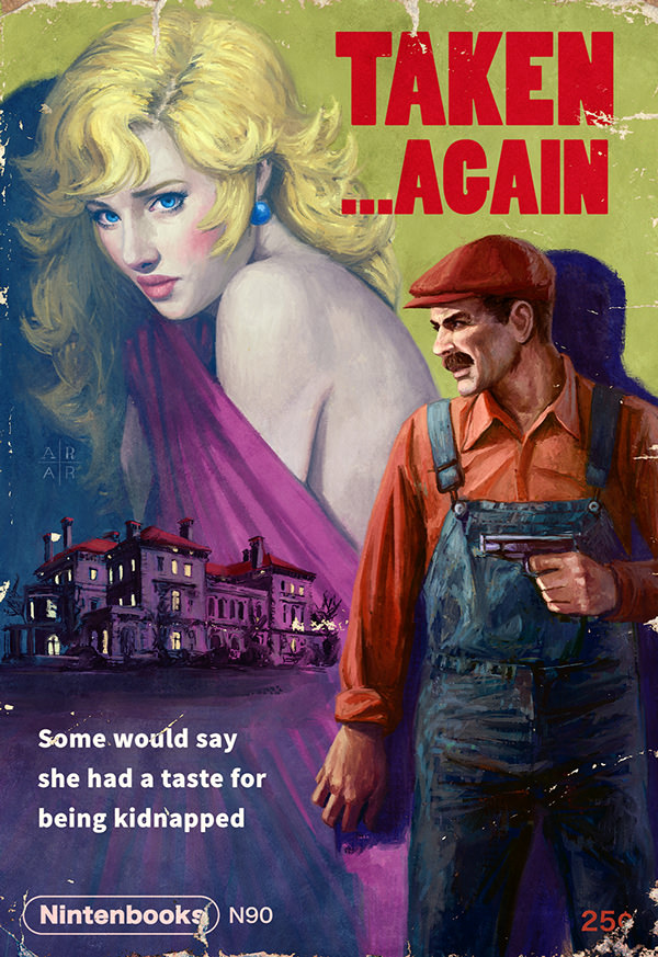 Ástor Alexander dibuja portadas pulp de videojuegos