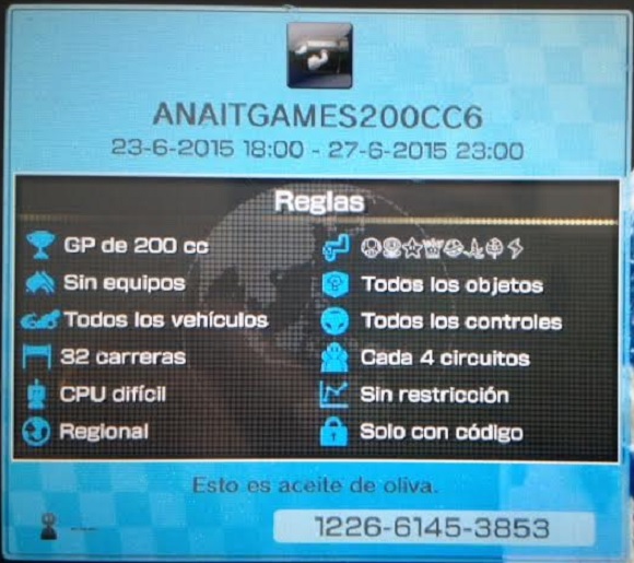 Torneo Nacional de Mario Kart 8 a 200cc: Segunda semana