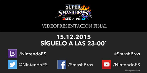 La «videopresentación final» de  Super Smash Bros. se emitirá el 15 de diciembre