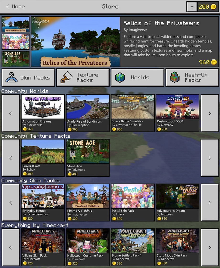 Microsoft anuncia una tienda en Minecraft con contenido de la comunidad