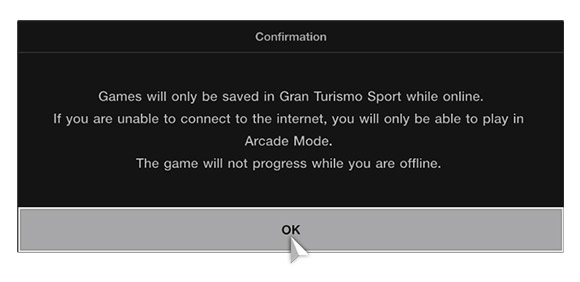 Gran Turismo Sport requiere conexión a Internet para guardar partida