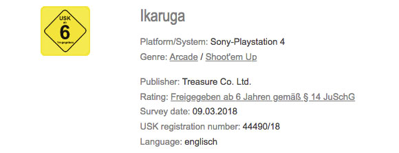 Un Ikaruga para PS4 aparece en el USK alemán