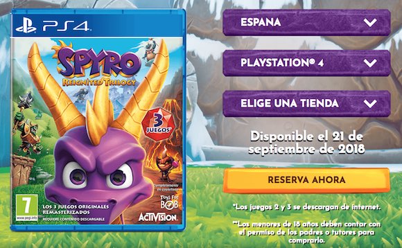 Solo el primer juego de la Spyro: Reignited Trilogy viene en el disco