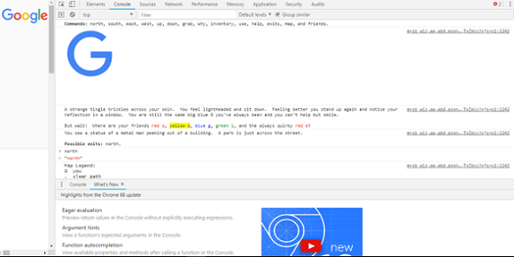 Descubren una aventura conversacional escondida en la consola de desarrollador de Google