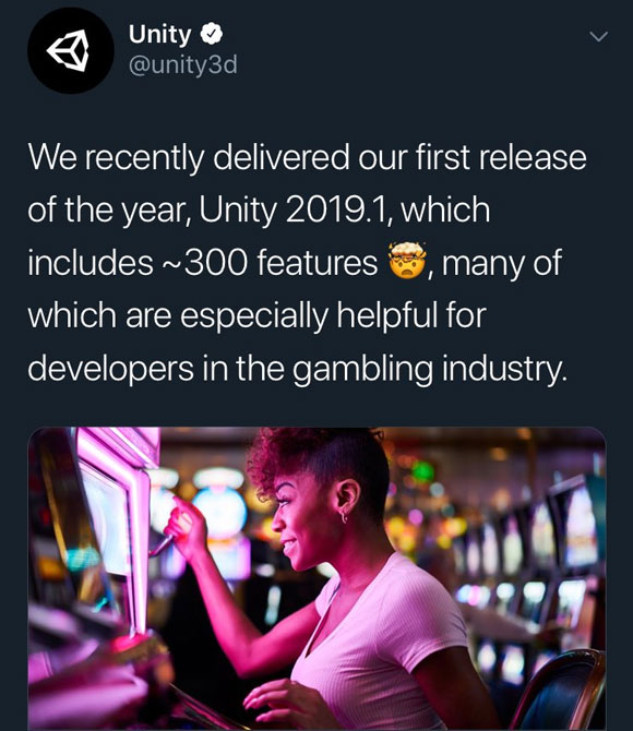 Unity retira de su blog una noticia sobre sus nuevas utilidades «para la industria del juego de azar»»