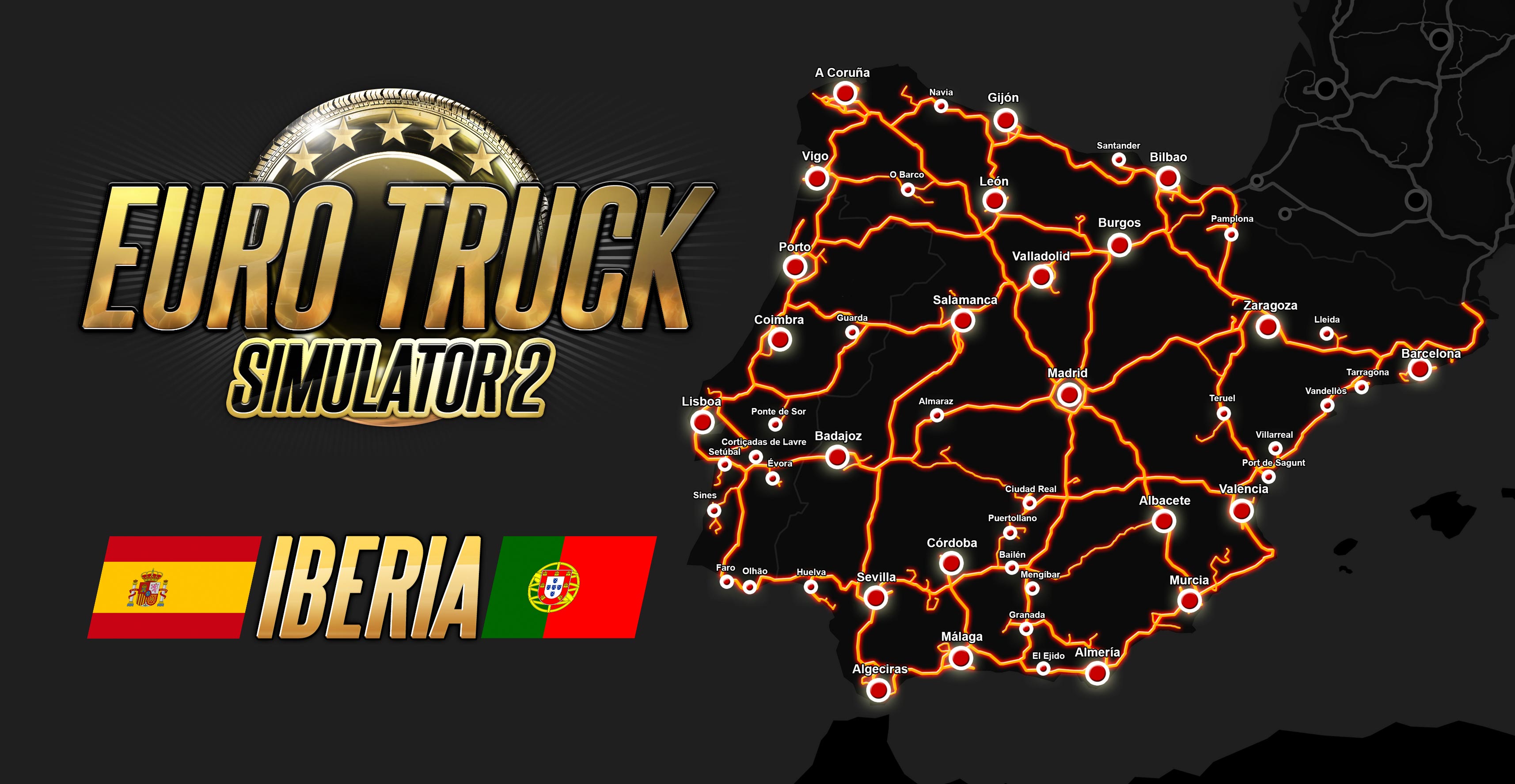 Длс полное. Euro Truck Simulator 2 Iberia карта. ДЛС Иберия етс 2. Euro Truck Simulator 2 - Iberia. Карта Иберия для етс 2.